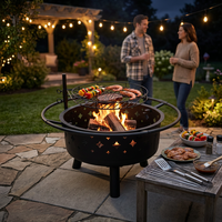 Foyer extérieur portable de 30 pouces pour jardin, brasero au charbon avec grill barbecue pour terrasse et fêtes en plein air