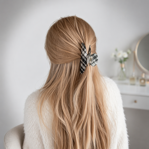 Horquilla a Cuadros para Estudiantes, Pinza de Pelo con Diseño Clásico a Cuadros, Antideslizante, Accesorio de Pelo Sencillo y Clásico - Product Image 3
