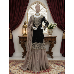 ชุดเดรสลูกไม้ประดับมุกและชุดเดรสลูกไม้แฟนซีและ dupatta - Product Image 2