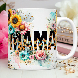 Regalo para el Día de la Madre, Taza de Café para la Mejor Mamá, Taza de Cerámica con Estampado de Girasol y Leopardo - Product Image 5
