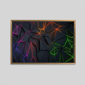 Modern Neon Geometric Wall Decor - Printed <b>Canvas</b> Artwork,GOLD <b>FRAMED</b> <b>CANVAS</b> - Product Image 2