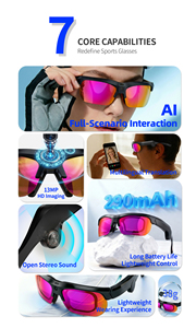 Gafas Deportivas Inteligentes con IA S100, Reconocimiento Inteligente de Objetos, Traducción en Tiempo Real, 32 GB de Almacenamiento, Dispositivo de <span class=keywords><strong>Audio</strong></span> Inalámbrico - Product Image 2