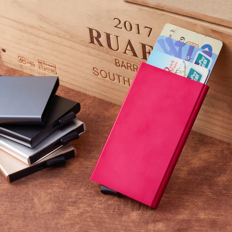 Aluminium Wallet Card Holder Champagne RFID Blocking Automatic Aluminum Credit Card Case Wallet Pop Up Card Holder