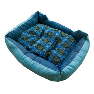 Coussin pour chien Curiosity, design à carreaux bleus, taille petite et moyenne, lit chaud et confortable pour chiens - Product Image 5