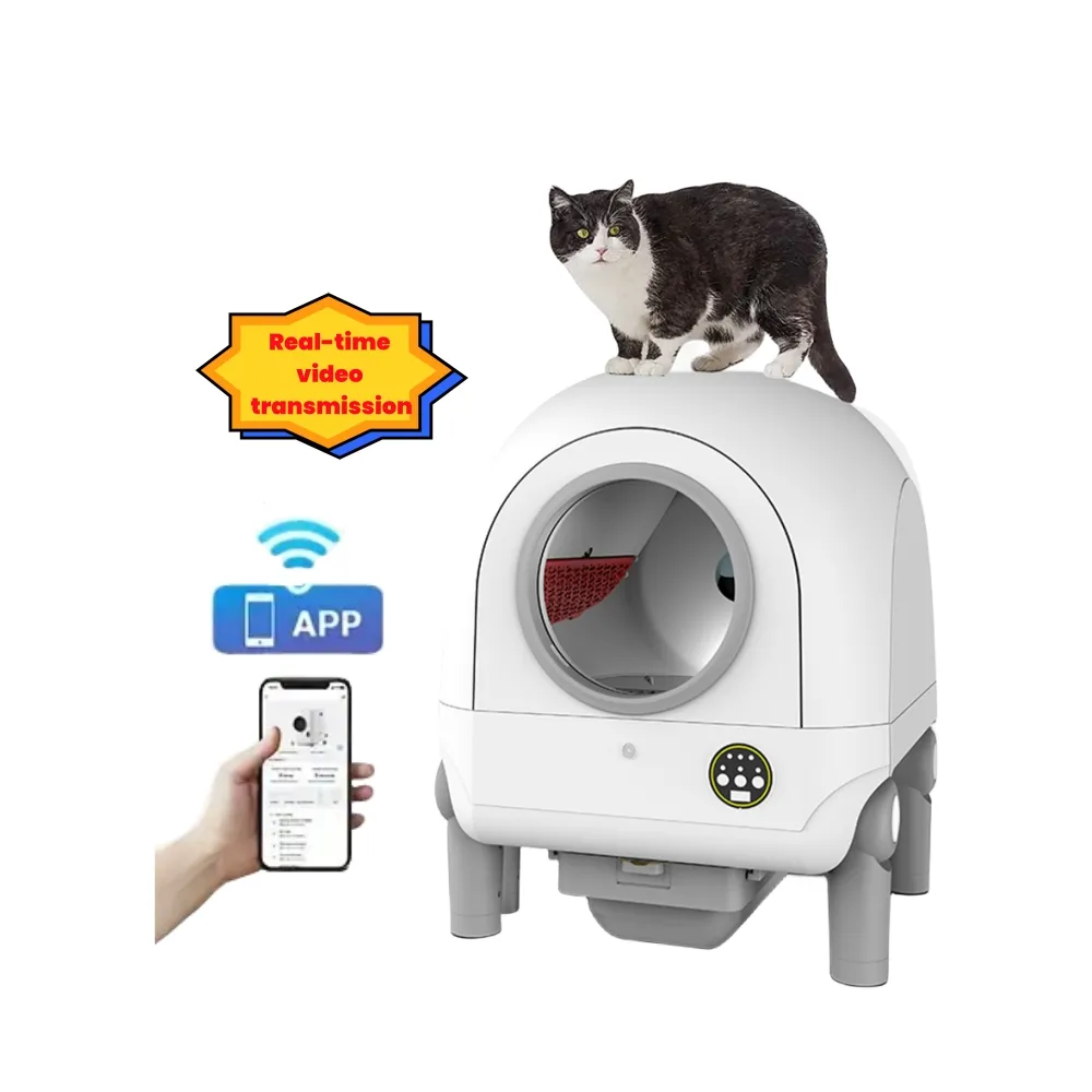 Большой самоочищающийся кошачий лоток с низким уровнем шума, приложение, управление Wi-Fi, интеллектуальный Электрический автоматический туалетный лоток для кошек, 68 л