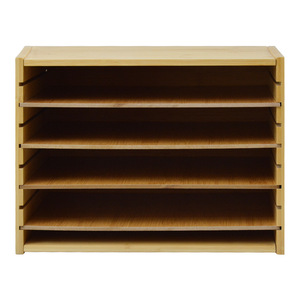 Organizador de Papelería de Bambú, Estante de Almacenamiento de Archivos de Escritorio Ajustable de 5 Niveles - Product Image 1