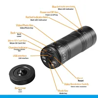 Caméra sportive F9 HD 1080P avec vision nocturne, grand angle, pour vélo, moto, casque, microSD, lampe torche extérieure, enregistreur de conduite