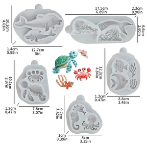 Decoraciones <span class=keywords><strong>de</strong></span> Silicona para Pasteles con Forma <span class=keywords><strong>de</strong></span> Caballito <span class=keywords><strong>de</strong></span> <span class=keywords><strong>Mar</strong></span>, Tortuga, Alga Marina y Sirena, Moldes para Chocolate y Fondant, Antiadherentes y Ecológicos - Product Image 3