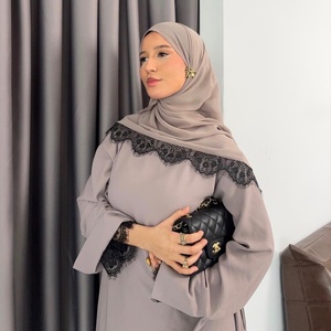Nouvelle Abaya 2026 Style Dubaï en Dentelle, Ensemble 2 Pièces, Vêtement Islamique Nida, Abaya Modeste pour Femme, Robe Musulmane avec <span class=keywords><strong>Hijab</strong></span> Assorti - Product Image 2