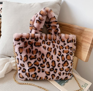 Bolso de hombro de felpa con estampado de leopardo para mujer, bolso de piel sintética a la moda, bolso cruzado para mujer - Product Image 5