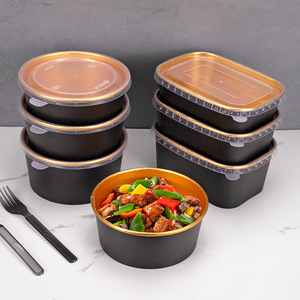 Bol en papier jetable à paroi simple avec couvercle, fond rond, en kraft, doré, pour aliments chauds/froids – Fournisseur Fabricant - Product Image 1