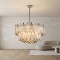 Lustre en cristal de verre, luminaire suspendu LED, plafonnier, dimmable, or champagne, CRI 90, décoration pour la maison, l'hôtel, le restaurant