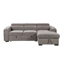 Canapé d'angle rembourré en forme de L avec chaise longue de rangement et canapé sectionnel convertible 2 places avec lit escamotable