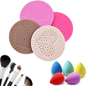 Bantalan spons Kecantikan bulat alas pembersih spons spons rias wajah silikon portabel Mini - Product Image 1