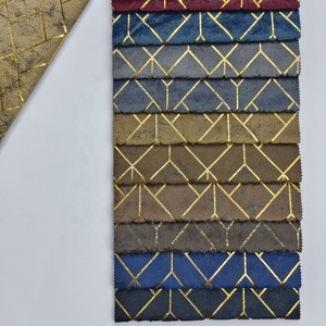 Mô Hình Hình Học 100% <span class=keywords><strong>Polyester</strong></span> Velour Vải Vàng Keo Emboss Bronzing Hà Lan Nhung Rèm Vải Cho Nhà Dệt - Product Image 3