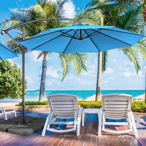 Parasols d'extérieur suspendus en porte-à-faux <span class=keywords><strong>parasol</strong></span> décalé de patio de 10 pieds avec manivelle pratique et base croisée <span class=keywords><strong>Protection</strong></span> <span class=keywords><strong>UV</strong></span> bleu ciel 8 côtes - Product Image 2