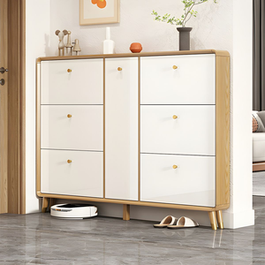 Zapatero Bicolor de Estilo Nórdico | Gabinete de Almacenamiento Multifuncional para Entrada o Pasillo - Product Image 4