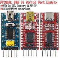 Adaptador convertidor serie Mini USB a TTL con Cable USB FT232RL Módulo adaptador FTDI Placa de ruptura FTDI 3,3 V/5,5 V para Arduino