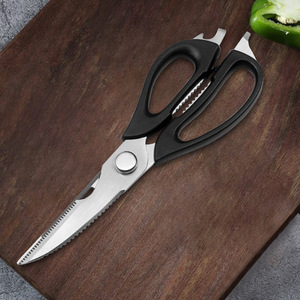 <b>Kitchen</b> <b>Scissor</b> Stainless Steel 8 In Straight Head Black Handle Multi Purpose For Chicken Vegetable Home Use - Product Image 2