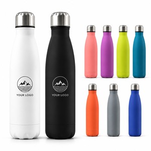 Flacon à vide isolé à double paroi en acier inoxydable à bouche étroite de 500ml bouteille d'eau de yoga de peinture en caoutchouc de sport personnalisée de 17oz vente en gros - Product Image 1