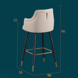 Sillas altas de cuero de lujo para comedor, sala de estar, bar familiar, hotel, con respaldo, reposabrazos, taburete de bar estable y duradero - Product Image 4