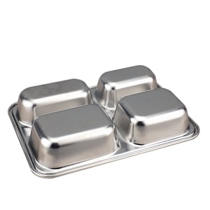 201 del commercio all'ingrosso Bento Lunch Box In Acciaio Inox 4 Scomparti (4 Rettangolo) Rettangolo di Approfondire Diviso Piatti della Cena Vassoio Pasticcio - Product Image 2