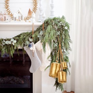 Vintage <b>Christmas</b> Tree Bell Pendant Jute Rope European Classical Chinese Style Distressed Finish Fireplace <b>Door</b> <b>Decoration</b> - Product Image 3