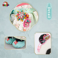 Panda en peluche Zaves de 15,5 pouces en position debout, avec robe Hanfu de la dynastie Tang interchangeable, motif floral rose et vert, en coton PP, mignon et amusant