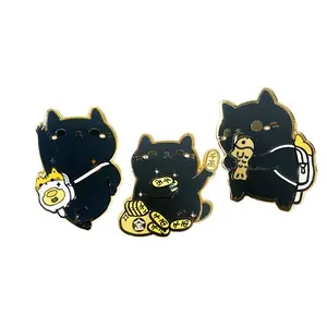 Custom Lapel Pin With Chain Metal Gold Cat Cartoon Anime Soft Hard Enamel Pin Custom Lapel Pin Badge
