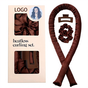 Ensemble de <span class=keywords><strong>bigoudis</strong></span> sans chaleur avec logo personnalisé, scrunchie en satin, boucles sans chaleur pendant la nuit, bandeau pour cheveux, <span class=keywords><strong>bigoudis</strong></span> géants sans chaleur pour dormir - Product Image 1