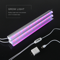 Projecteur à double tube lumineux en aluminium T5, réflecteur, pour plantes en culture intérieure, avec minuterie, intensité réglable, spectre rouge-bleu, 40 LED, lampes de croissance