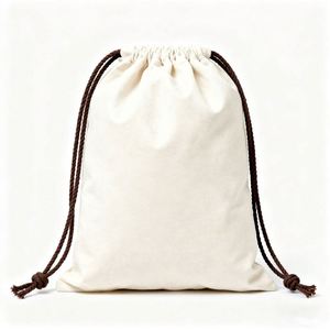 Custom Recycled Natural Canvas Cotton <b>Drawstring</b> <b>Backpack</b> Bag - Product Image 2