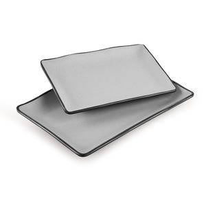 Assiettes rectangulaires en mélamine grises pour restaurant, barbecue, sushis, légumes, fêtes - Product Image 5