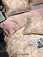 Ensemble de literie en fibre de lyocell sur mesure, 4 pièces, housse de couette et drap modernes, 300TC, fibre d'eucalyptus tissée, effet rafraîchissant