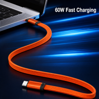 Kabel USB PD 60W Desain Magnetik Kabel Datar Berlapis Aluminium Alloy Kompatibel untuk Laptop Monitor Ponsel