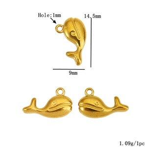 Dijes de vida marina de acero inoxidable con formas variadas para la elaboración de collares - Product Image 3