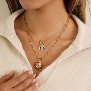 <span class=keywords><strong>Collana</strong></span> con Ciondolo <span class=keywords><strong>Coccinella</strong></span> JD in Zirconi Colorati, Placcata in Oro 18K con Catena in Acciaio Inossidabile, Gioiello Fantasioso per Donne - Product Image 3
