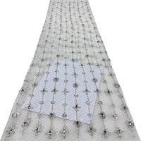 Tissu de dentelle perlée en polyester extensible de luxe, 100 % polyester, avec sequins brodés, style uni, tissu de mariée pour accessoires