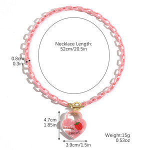 C & J Yanye Dopamine Acrylique Petit Coeur Rose Frais <span class=keywords><strong>Ne</strong></span> Se Fane <span class=keywords><strong>Pas</strong></span> Clavicule Chaî<span class=keywords><strong>ne</strong></span> Colliers pour Femmes - Product Image 3