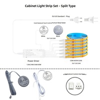 Kit de bande LED COB avec capteur de mouvement tactile intelligent, interrupteur à induction, indice de protection IP20, en cuivre, température de couleur 3 tons, intensité variable pour armoires