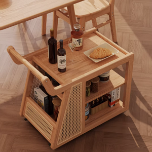 Table d'appoint pratique en bois massif avec étagère de rangement à <span class=keywords><strong>3</strong></span> niveaux, table d'appoint étroite, chariot <span class=keywords><strong>utilitaire</strong></span> roulant avec roulettes pour la maison, petits espaces - Product Image 5