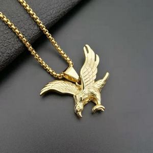 Collar Hipster Hawk para Hombre, Acero Inoxidable, Chapado en Oro Pulido, con Caja de Joyería, Colgante de Águila, Cadena 316L - Product Image 6