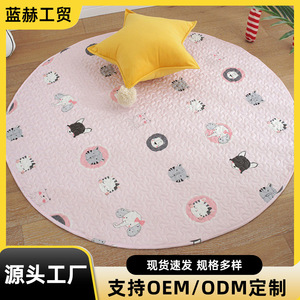 Tapis de jeu rond pour bébé, motif chat rose, antidérapant, pour enfants de 0 à 24 mois, unisexe - Product Image 2