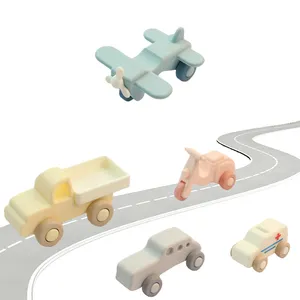PAISEN 2024 Wholesale Silicone New Kid Small Toy Car Learning Airplane Bus Babies Teething Toys Silicon Toys For Kids