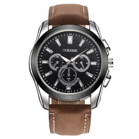 Montre à quartz pour homme à trois aiguilles, étanche, tendance, avec boîtier en alliage et bracelet en cuir, personnalisable pour le commerce extérieur, produit phare
