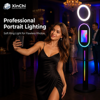 2026 Mesin Cetak Foto Instan Portabel Cangkang Logam SLR dengan Lampu Cincin LED RGB, Kit Printer untuk Smartphone dan iPad