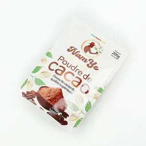 Stampa digitale produttori personalizzati stand up imballaggio alimentare cerniera sacchetto di plastica noci di cocco cacao in polvere sacchetto con cerniera