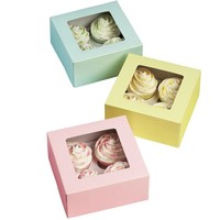 Boîte d'emballage personnalisée en papier kraft mini-cupcake recyclable avec fenêtre et logo Boîte cadeau alimentaire laminée mate en relief