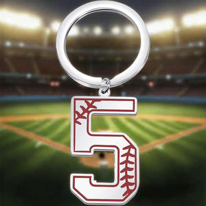 GREPAS GIFTS Porte-clés <span class=keywords><strong>baseball</strong></span> avec initiale, bijou numéro porte-bonheur <span class=keywords><strong>baseball</strong></span>, maillot de <span class=keywords><strong>baseball</strong></span>, pendentif inspirant 0-9 - Product Image 1