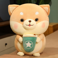 Vente en gros de tasse Shiba Bubble Tea Plushie, jouet créatif et amusant pour chien, thé au lait, animal Boba